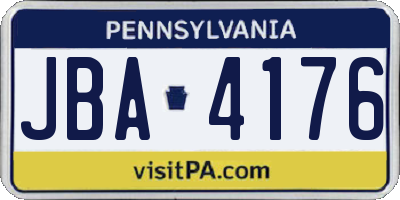 PA license plate JBA4176