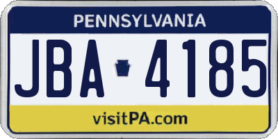 PA license plate JBA4185