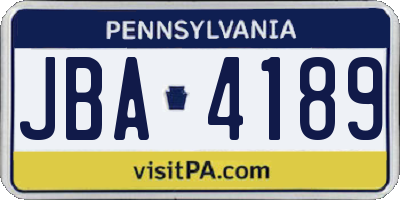 PA license plate JBA4189