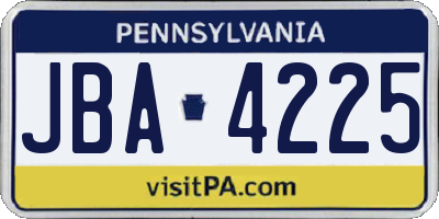 PA license plate JBA4225