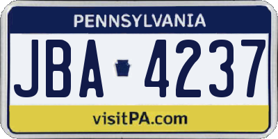 PA license plate JBA4237