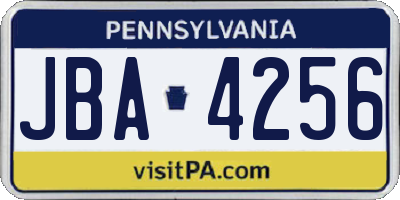PA license plate JBA4256