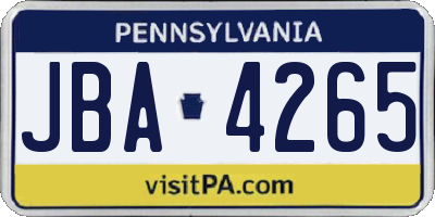 PA license plate JBA4265