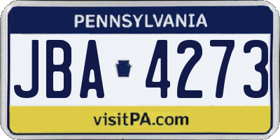PA license plate JBA4273