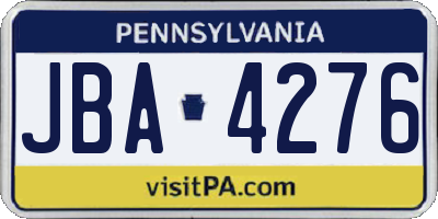 PA license plate JBA4276