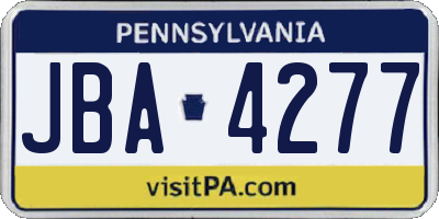 PA license plate JBA4277