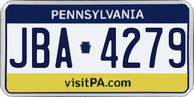 PA license plate JBA4279