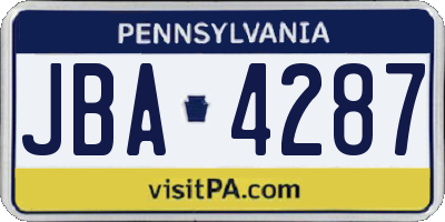 PA license plate JBA4287