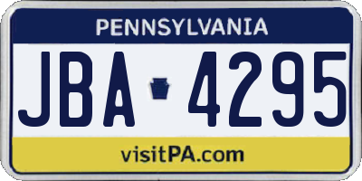 PA license plate JBA4295