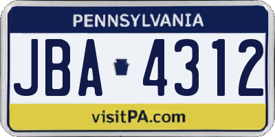 PA license plate JBA4312