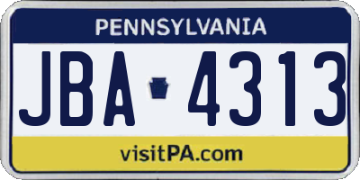 PA license plate JBA4313
