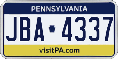 PA license plate JBA4337