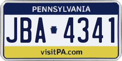 PA license plate JBA4341