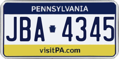 PA license plate JBA4345