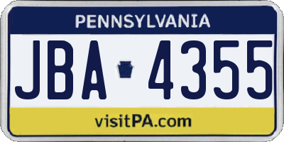 PA license plate JBA4355