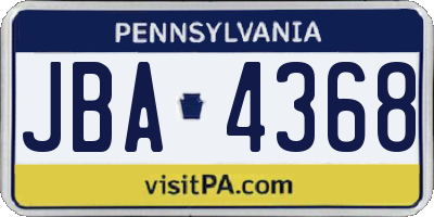 PA license plate JBA4368
