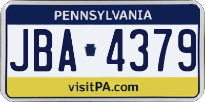 PA license plate JBA4379