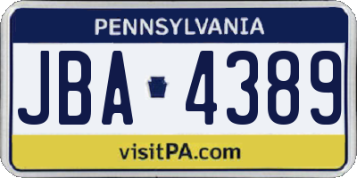 PA license plate JBA4389