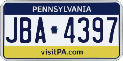 PA license plate JBA4397