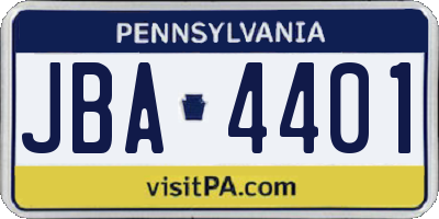 PA license plate JBA4401