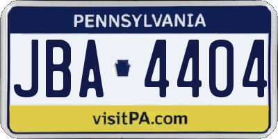 PA license plate JBA4404