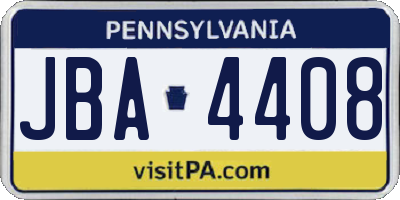 PA license plate JBA4408