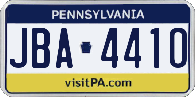 PA license plate JBA4410
