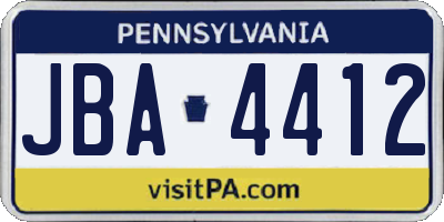 PA license plate JBA4412