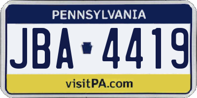 PA license plate JBA4419