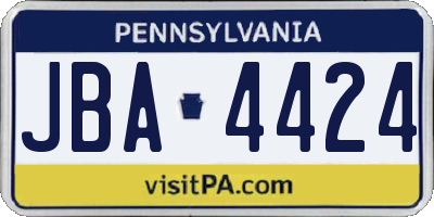 PA license plate JBA4424