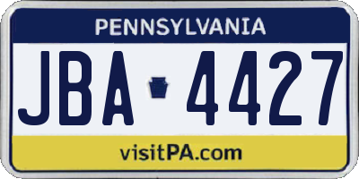 PA license plate JBA4427