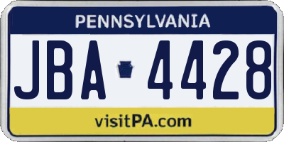 PA license plate JBA4428