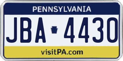 PA license plate JBA4430