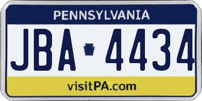 PA license plate JBA4434