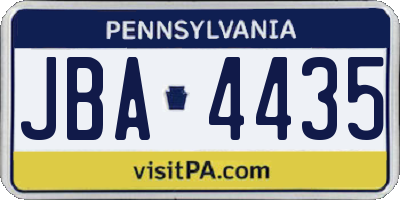 PA license plate JBA4435