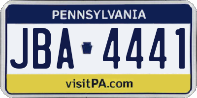 PA license plate JBA4441