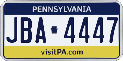 PA license plate JBA4447