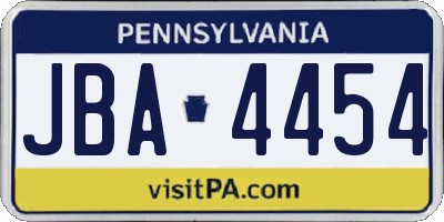 PA license plate JBA4454