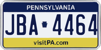 PA license plate JBA4464