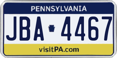 PA license plate JBA4467