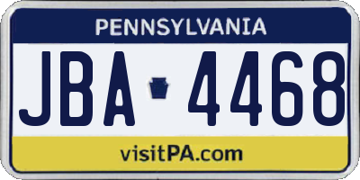PA license plate JBA4468