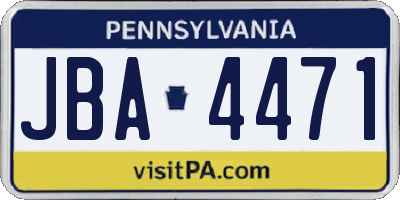 PA license plate JBA4471