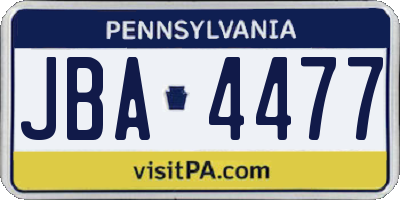 PA license plate JBA4477