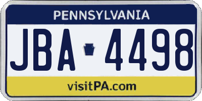 PA license plate JBA4498