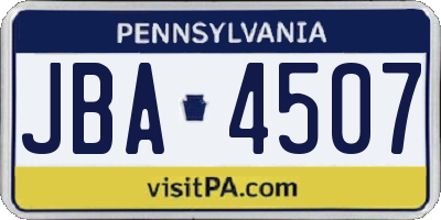 PA license plate JBA4507