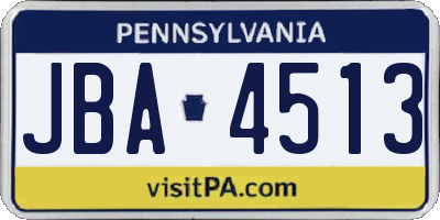 PA license plate JBA4513