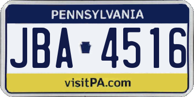 PA license plate JBA4516