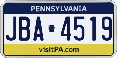 PA license plate JBA4519