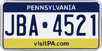 PA license plate JBA4521