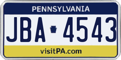 PA license plate JBA4543